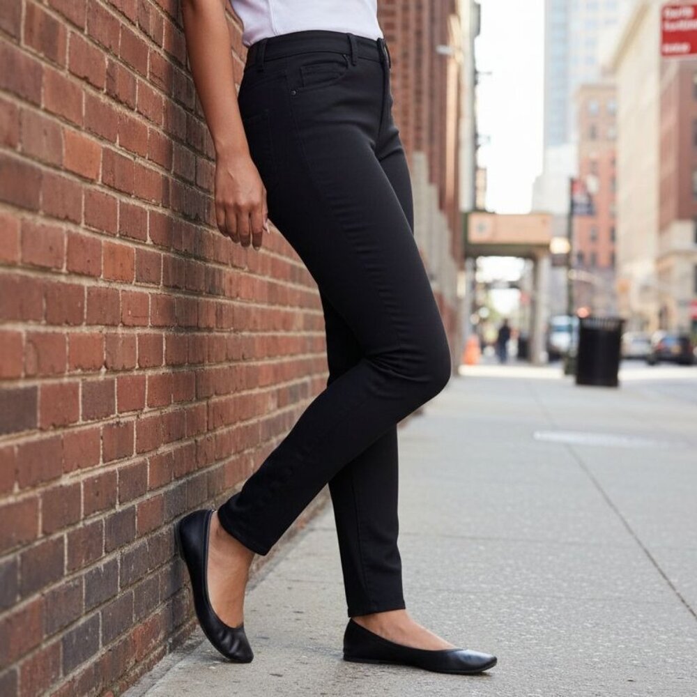 DKNY 30" Inseam XL Straight Leg Ponte Pants Casual Slacks Stretch Trousers Black
